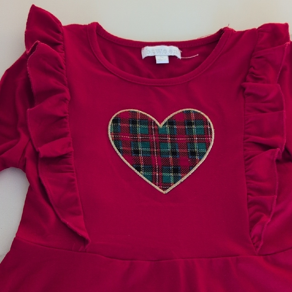 btween Pink Long-Sleeve Dress with Plaid Heart - Picture 4 of 5